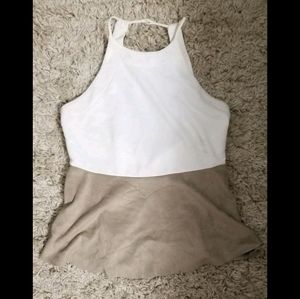 Zara White and Beige Top